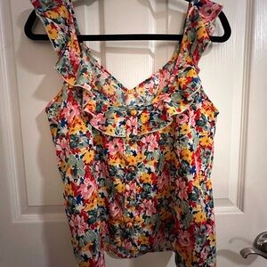 Floral Ruffle Sleeveless Top